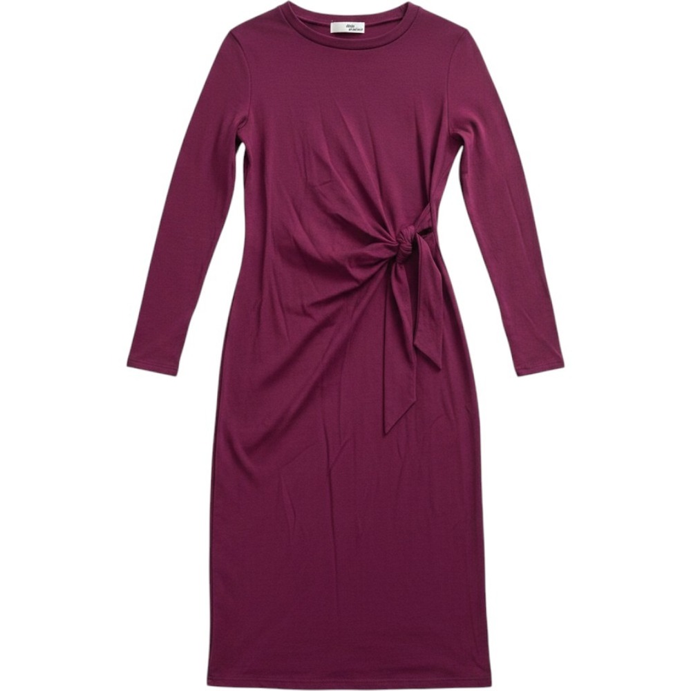 Daily Practice Anthropologie Berry Wine Side Tie Long Sleeve Midi Dress Small
